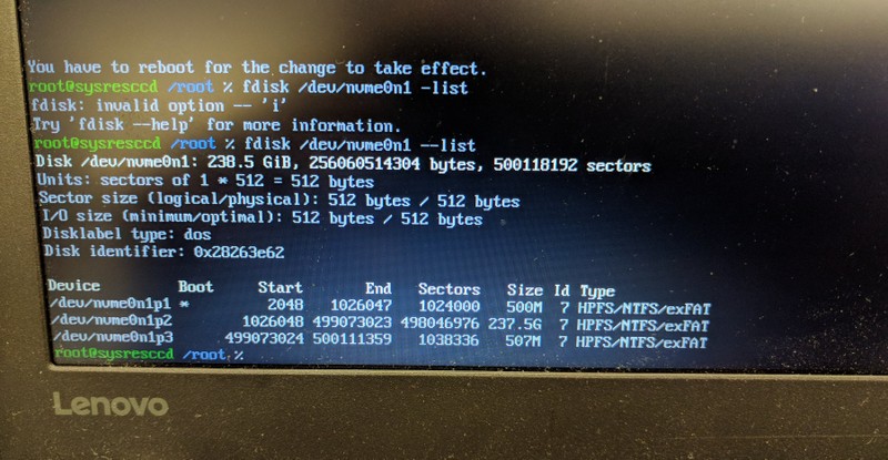 This is what your partition table should look like post-write by testdisk